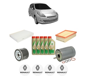 Set Pachet filtre revizie Bosch, 5 litrii ulei Castrol 5W40 RENAULT SCENIC III VAN (JZ0/1_) 1.5 dCi (JZ0D, JZ1M, JZ09, JZ14, JZ1G, JZ1W, JZ10) din 2009-2016, 4x Stickere auto cu RENAULT - Img 2