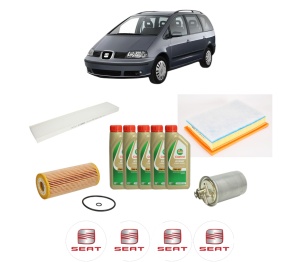 Set Pachet filtre revizie Bosch, 5 litrii ulei Castrol 5W40 SEAT ALHAMBRA (7V8, 7V9) 1.9 TDI din 2000-2010, 4x Stickere auto cu SEAT - Img 2