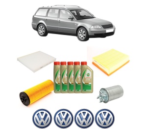 Set Pachet filtre revizie Bosch, 5 litrii ulei Castrol 5W40 Volkswagen PASSAT B5.5 Variant (3B6) 2.5 TDI din 2003-2005, 4x Stickere auto cu Volkswagen - Img 2