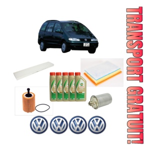 Set Pachet filtre revizie Bosch, 5 litrii ulei Castrol 5W40 Volkswagen SHARAN VAN (7M_) 1.9 TDI (7M9) din 2002-2003, 4x Stickere auto cu Volkswagen