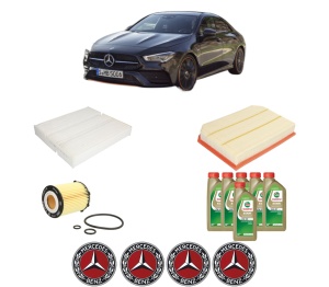 Set Pachet filtre revizie Bosch, 6 litrii ulei Castrol 0W20 MERCEDES-BENZ CLA (C118) CLA 250 4-matic (118.347) din 2019, 4x Stickere auto cu MERCEDES-BENZ - Img 2