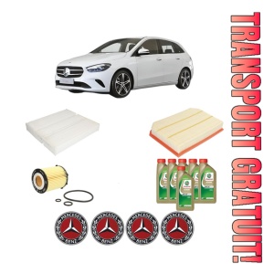Set Pachet filtre revizie Bosch, 6 litrii ulei Castrol 0W20 MERCEDES-BENZ B-CLASS Sports Tourer (W247) B 220 4-matic (247.045) din 2019, 4x Stickere auto cu MERCEDES-BENZ
