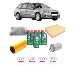 Set Pachet filtre revizie Bosch, 6 litrii ulei Castrol 10W40 AUDI A4 B7 Avant (8ED) 2.5 TDI din 2004-2006, 4x Stickere auto cu AUDI - Img 2
