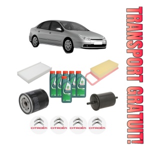 Set Pachet filtre revizie Bosch, 6 litrii ulei Castrol 10W40 CITROEN C5 II (RC_) 3.0 V6 din 2004-2007, 4x Stickere auto cu CITROEN