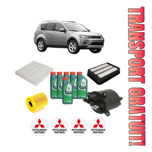 Set Pachet filtre revizie Bosch, 6 litrii ulei Castrol 10W40 MITSUBISHI OUTLANDER II (CW_W) 2.2 DI-D 4WD din 2007-2012, 4x Stickere auto cu MITSUBISHI
