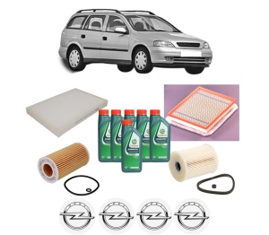 Set Pachet filtre revizie Bosch, 6 litrii ulei Castrol 10W40 OPEL ASTRA G Estate (T98) 2.2 DTI (F35) din 2002-2004, 4x Stickere auto cu OPEL - Img 2