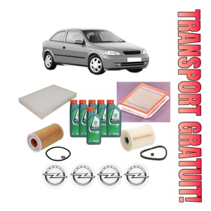 Set Pachet filtre revizie Bosch, 6 litrii ulei Castrol 10W40 OPEL ASTRA G Hatchback (T98) 2.2 DTI (F08, F48) din 2002-2005, 4x Stickere auto cu OPEL