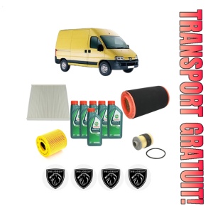 Set Pachet filtre revizie Bosch, 6 litrii ulei Castrol 10W40 PEUGEOT BOXER Van 2.2 HDi 120 din 2006-2016, 4x Stickere auto cu PEUGEOT
