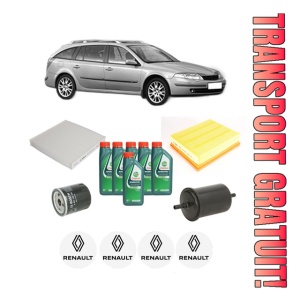 Set Pachet filtre revizie Bosch, 6 litrii ulei Castrol 10W40 RENAULT LAGUNA II Grandtour (KG0/1_) 3.0 V6 24V (KG0D, KG01) din 2001-2007, 4x Stickere auto cu RENAULT