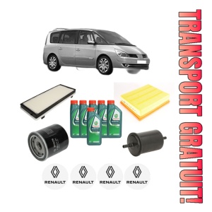 Set Pachet filtre revizie Bosch, 6 litrii ulei Castrol 10W40 RENAULT ESPACE IV (JK0/1_) 3.5 V6 (JK00, JK0F, JK0P, JK0S, JK0W) din 2002, 4x Stickere auto cu RENAULT