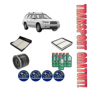Set Pachet filtre revizie Bosch, 6 litrii ulei Castrol 10W40 SUBARU FORESTER (SH_) 2.0 AWD (SHJ) din 2010, 4x Stickere auto cu SUBARU