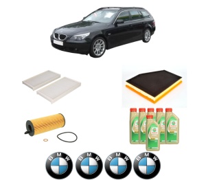 Set Pachet filtre revizie Bosch, 6 litrii ulei Castrol 5W30 BMW Seria 5 Touring (E61) 520 d din 2007-2010, 4x Stickere auto cu BMW - Img 2