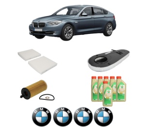 Set Pachet filtre revizie Bosch, 6 litrii ulei Castrol 5W30 BMW Seria 5 Gran Turismo (F07) 520 d din 2011-2017, 4x Stickere auto cu BMW - Img 2