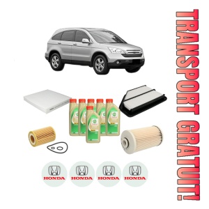 Set Pachet filtre revizie Bosch, 6 litrii ulei Castrol 5W30 HONDA CR-V III (RE_) 2.2 i-CTDi 4WD (RE6) din 2007, 4x Stickere auto cu HONDA