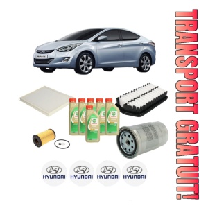 Set Pachet filtre revizie Bosch, 6 litrii ulei Castrol 5W30 HYUNDAI ELANTRA V Saloon (MD, UD) 1.6 CRDi din 2011-2015, 4x Stickere auto cu HYUNDAI