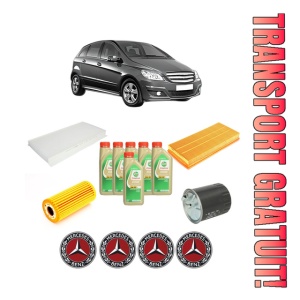 Set Pachet filtre revizie Bosch, 6 litrii ulei Castrol 5W30 MERCEDES-BENZ B-CLASS Sports Tourer (W245) B 200 CDI (245.208) din 2005-2011, 4x Stickere auto cu MERCEDES-BENZ