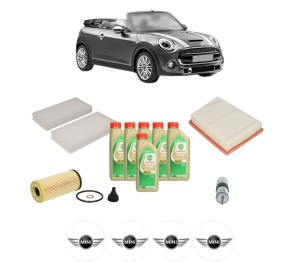 Set Pachet filtre revizie Bosch, 6 litrii ulei Castrol 5W30 MINI MINI Convertible (F57) John Cooper Works din 2016, 4x Stickere auto cu MINI - Img 2