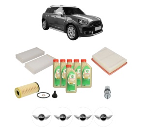 Set Pachet filtre revizie Bosch, 6 litrii ulei Castrol 5W30 MINI MINI COUNTRYMAN (F60) John Cooper Works ALL4 din 2017-2019, 4x Stickere auto cu MINI - Img 2