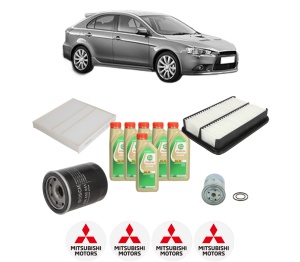 Set Pachet filtre revizie Bosch, 6 litrii ulei Castrol 5W30 MITSUBISHI LANCER VIII Sportback (CX_A) 1.8 DI-D din 2010, 4x Stickere auto cu MITSUBISHI - Img 2