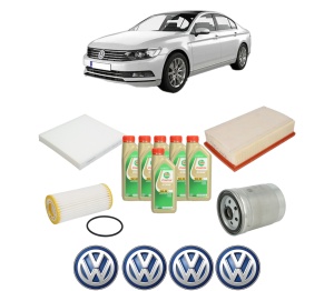 Set Pachet filtre revizie Bosch, 6 litrii ulei Castrol 5W30 Volkswagen PASSAT B8 (3G2, CB2) 1.8 TSI din 2015-2019, 4x Stickere auto cu Volkswagen - Img 2