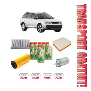 Set Pachet filtre revizie Bosch, 6 litrii ulei Castrol 5W40 AUDI ALLROAD C5 (4BH) 2.5 TDI quattro din 2003-2005, 4x Stickere auto cu AUDI