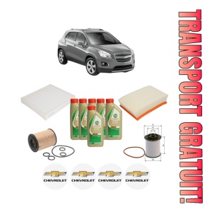 Set Pachet filtre revizie Bosch, 6 litrii ulei Castrol 5W40 CHEVROLET TRAX 1.7 TD din 2012, 4x Stickere auto cu CHEVROLET