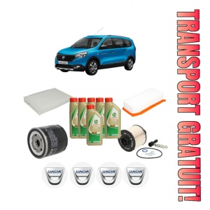 Set Pachet filtre revizie Bosch, 6 litrii ulei Castrol 5W40 DACIA LODGY (JS_) 1.5 dCi din 2012, 4x Stickere auto cu DACIA