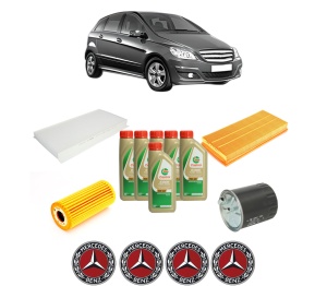 Set Pachet filtre revizie Bosch, 6 litrii ulei Castrol 5W40 MERCEDES-BENZ B-CLASS Sports Tourer (W245) B 200 CDI (245.208) din 2005-2011, 4x Stickere auto cu MERCEDES-BENZ - Img 2