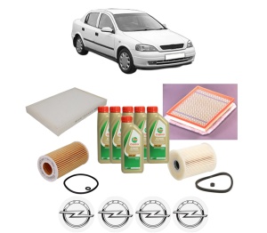 Set Pachet filtre revizie Bosch, 6 litrii ulei Castrol 5W40 OPEL ASTRA G Saloon (T98) 2.2 DTI (F69) din 2002-2005, 4x Stickere auto cu OPEL - Img 2