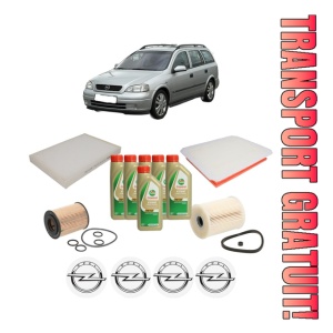 Set Pachet filtre revizie Bosch, 6 litrii ulei Castrol 5W40 OPEL ASTRA H Estate Van (L70) 1.7 CDTI (L70) din 2007-2010, 4x Stickere auto cu OPEL