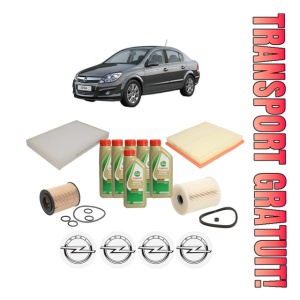 Set Pachet filtre revizie Bosch, 6 litrii ulei Castrol 5W40 OPEL ASTRA H CLASSIC Saloon (A04) 1.7 CDTi (L69) din 2009, 4x Stickere auto cu OPEL