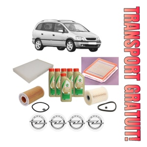 Set Pachet filtre revizie Bosch, 6 litrii ulei Castrol 5W40 OPEL ZAFIRA A MPV (T98) 2.2 DTI 16V (F75) din 2002-2005, 4x Stickere auto cu OPEL
