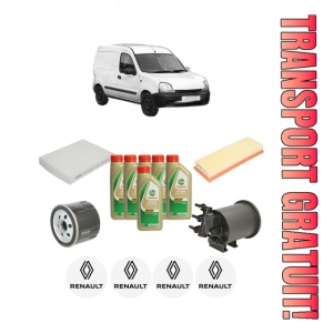 Set Pachet filtre revizie Bosch, 6 litrii ulei Castrol 5W40 RENAULT KANGOO Express (FC0/1_) 1.9 dCi 4x4 (FC0V) din 2003, 4x Stickere auto cu RENAULT