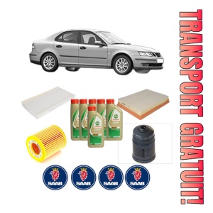 Set Pachet filtre revizie Bosch, 6 litrii ulei Castrol 5W40 SAAB 9-3 (YS3F, E79, D79, D75) 1.9 TiD din 2004-2015, 4x Stickere auto cu SAAB