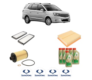 Set Pachet filtre revizie Bosch, 6 litrii ulei Castrol 5W40 SSANGYONG RODIUS II 2.0 Xdi 4WD din 2013, 4x Stickere auto cu SSANGYONG - Img 2