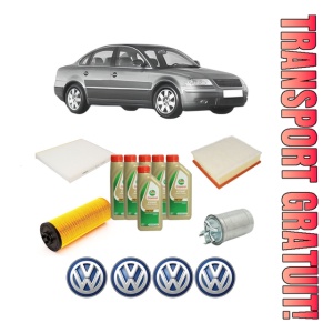 Set Pachet filtre revizie Bosch, 6 litrii ulei Castrol 5W40 Volkswagen PASSAT B5.5 (3B3) 2.5 TDI 4motion din 2000-2005, 4x Stickere auto cu Volkswagen