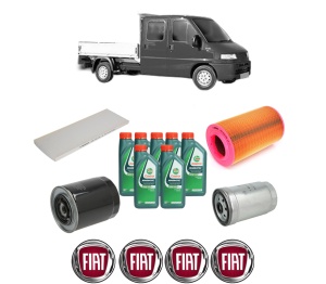 Set Pachet filtre revizie Bosch, 7 litrii ulei Castrol 10W40 FIAT DUCATO Platform/Chassis (230_) 2.8 JTD din 2000-2002, 4x Stickere auto cu FIAT - Img 2