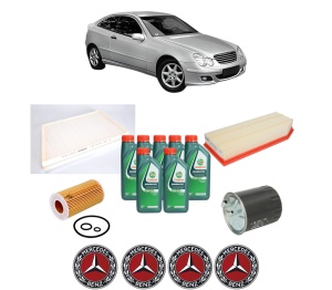 Set Pachet filtre revizie Bosch, 7 litrii ulei Castrol 10W40 MERCEDES-BENZ C-CLASS Coupe (CL203) C 220 CDI (203.706) din 2001-2004, 4x Stickere auto cu MERCEDES-BENZ - Img 2