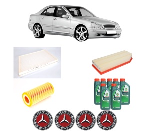 Set Pachet filtre revizie Bosch, 7 litrii ulei Castrol 10W40 MERCEDES-BENZ C-CLASS (W203) C 30 CDI AMG (203.018) din 2003-2007, 4x Stickere auto cu MERCEDES-BENZ - Img 2