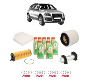 Set Pachet filtre revizie Bosch, 7 litrii ulei Castrol 5W30 AUDI Q5 Van (8RB) 3.0 TDI quattro din 2008-2013, 4x Stickere auto cu AUDI - Img 2