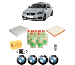 Set Pachet filtre revizie Bosch, 7 litrii ulei Castrol 5W30 BMW Seria 2 Coupe (F22, F87) M 235 i din 2013-2016, 4x Stickere auto cu BMW - Img 2