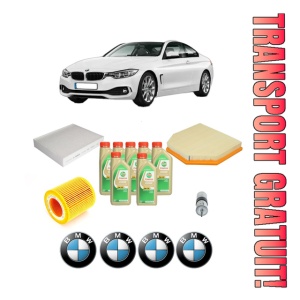 Set Pachet filtre revizie Bosch, 7 litrii ulei Castrol 5W30 BMW Seria 4 Coupe (F32, F82) M4 GTS din 2016-2019, 4x Stickere auto cu BMW