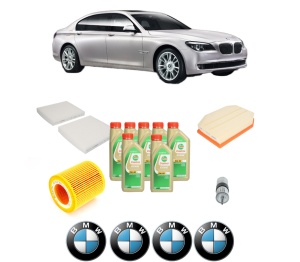 Set Pachet filtre revizie Bosch, 7 litrii ulei Castrol 5W30 BMW Seria 7 (F01, F02, F03, F04) 730 i, Li din 2009-2015, 4x Stickere auto cu BMW - Img 2