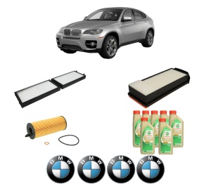 Set Pachet filtre revizie Bosch, 7 litrii ulei Castrol 5W30 BMW Seria X6 (E71, E72) M 50 d din 2011-2014, 4x Stickere auto cu BMW - Img 2