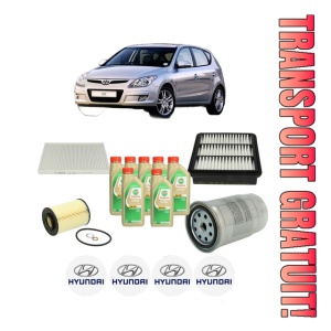 Set Pachet filtre revizie Bosch, 7 litrii ulei Castrol 5W30 HYUNDAI i30 Estate (FD) 2.0 CRDi din 2008-2012, 4x Stickere auto cu HYUNDAI