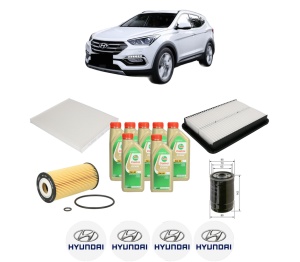 Set Pachet filtre revizie Bosch, 7 litrii ulei Castrol 5W30 HYUNDAI SANTA FÉ III SUV Van (DM) CRDi 4x4 din 2015-2018, 4x Stickere auto cu HYUNDAI - Img 2