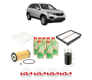 Set Pachet filtre revizie Bosch, 7 litrii ulei Castrol 5W30 KIA SORENTO II (XM) 2.0 CRDi 4WD din 2010-2015, 4x Stickere auto cu KIA - Img 2