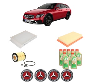 Set Pachet filtre revizie Bosch, 7 litrii ulei Castrol 5W30 MERCEDES-BENZ E-CLASS T-Model (S213) E 200 (213.242) din 2016-2020, 4x Stickere auto cu MERCEDES-BENZ - Img 2