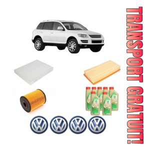Set Pachet filtre revizie Bosch, 7 litrii ulei Castrol 5W30 Volkswagen TOUAREG (7LA, 7L6, 7L7) 3.2 V6 din 2004-2006, 4x Stickere auto cu Volkswagen
