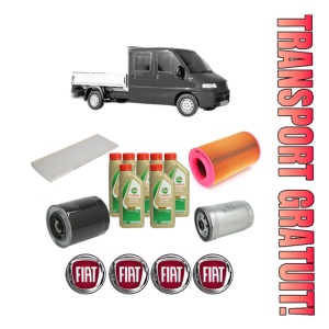 Set Pachet filtre revizie Bosch, 7 litrii ulei Castrol 5W40 FIAT DUCATO Platform/Chassis (230_) 2.8 JTD din 2000-2002, 4x Stickere auto cu FIAT